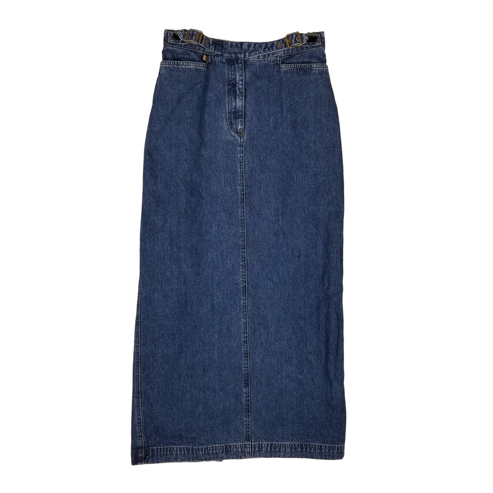 Lauren Jeans Co Ralph Lauren Maxi Skirt Women 6 Blue Denim Side Buckle Vintage